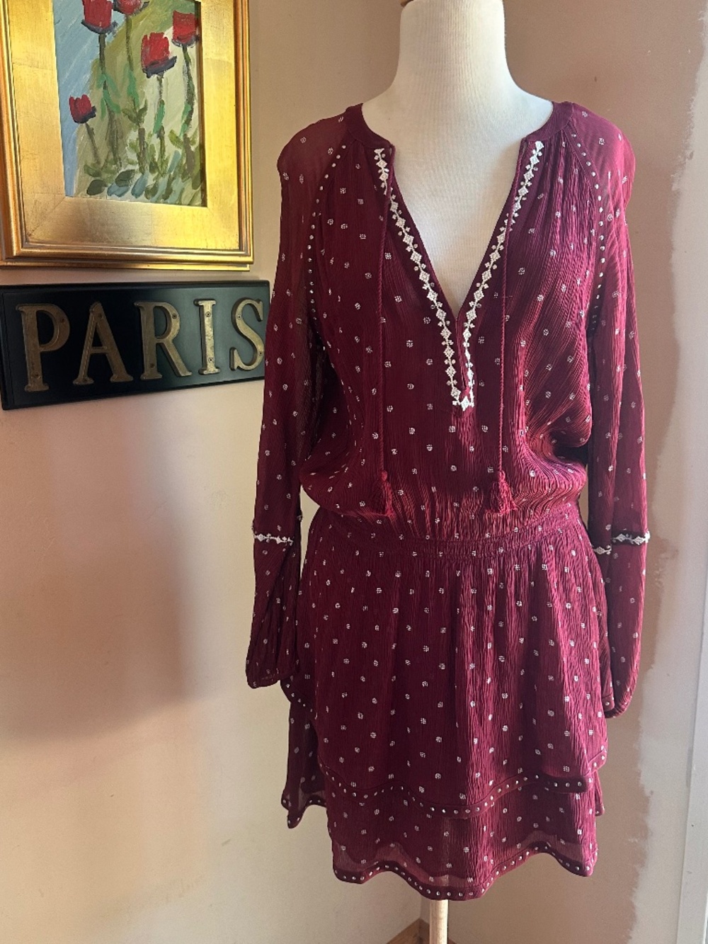 Paige Burgundy Ruffle Mini Dress
